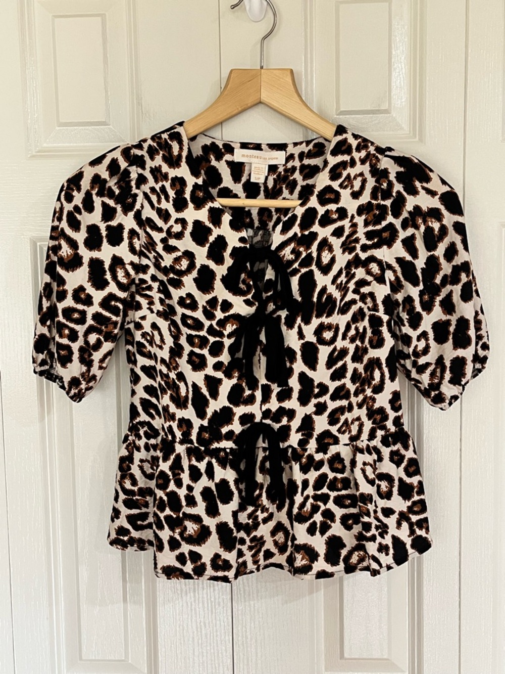 Leopard Print Peplum Top  Size Small Monteau Los Angeles New Without Tags